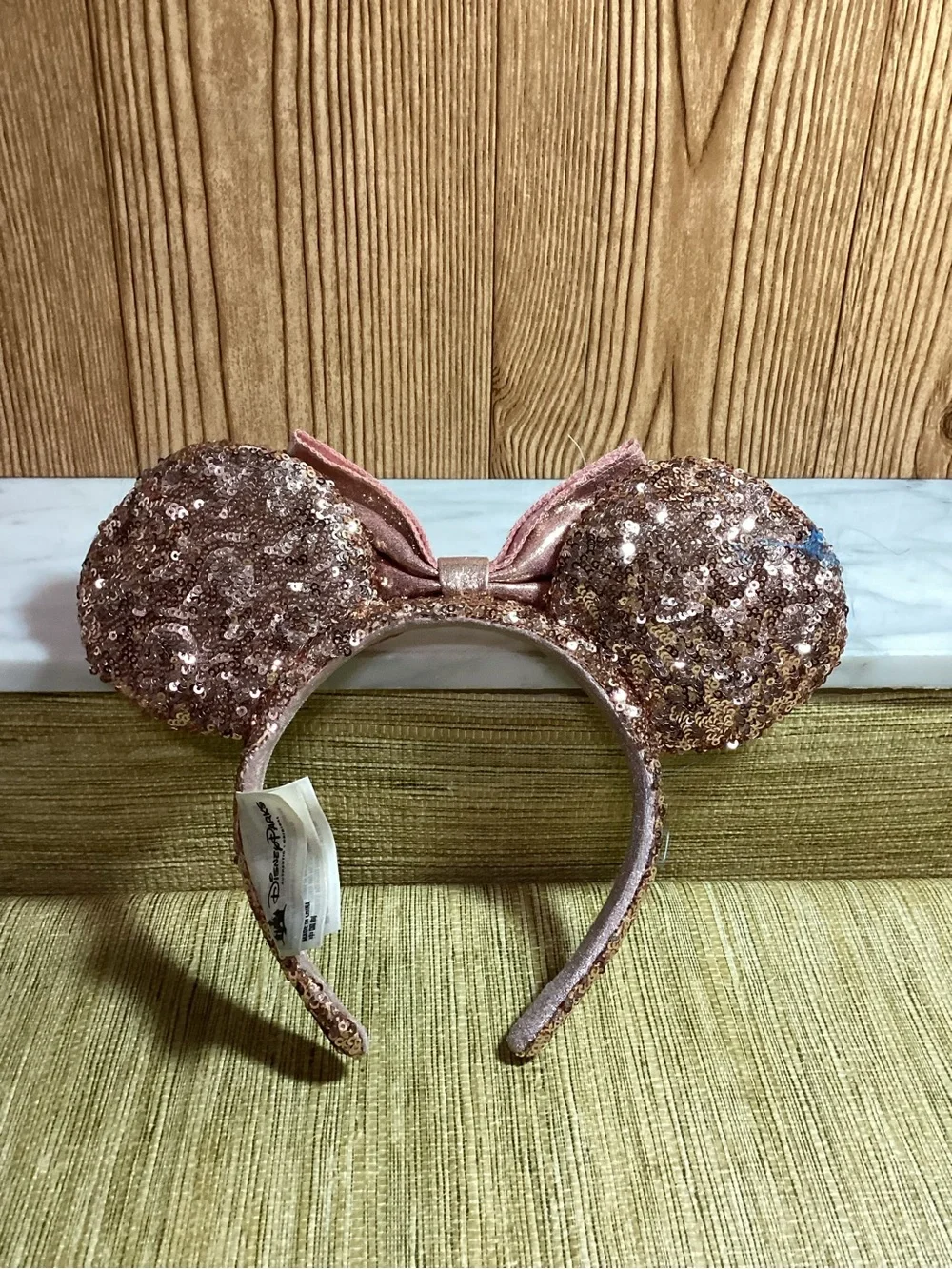 Disney Parks Kids Sparkle Minnie Mouse Ear Headband with Bow - Pink